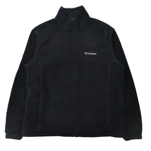 COLUMBIA フルジップフリースジャケット XL ブラック ポリエステル ロゴ刺繍_画像1