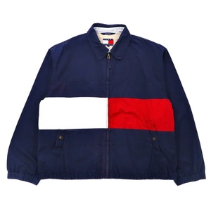 TOMMY HILFIGER スウィングトップ M ネイビー コットン フラッグロゴ ビッグサイズ 90年代