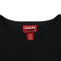 CHAPS DENIM ビッグサイズ クルーネックニット セーター XL ブラック コットン ロゴ刺繍 90年代_画像4