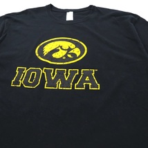 GILDAN ビッグサイズ カレッジプリントTシャツ XL ブラック コットン IOWA ドミニカ共和国製_画像5