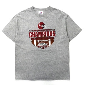 TRI-LAKE INC. ビッグサイズ フットボールプリントTシャツ XL グレー コットン OKLAHOMA SOONERS メキシコ製