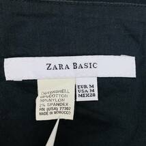 S3137 ZARA BASIC ザラベーシック レディース 半袖 シャツ ブラック 黒 Mサイズ 無地 襟紐 薄手 パフスリーブ 万能 きれいめコーデ USED_画像8
