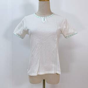 S3154 courreges sportfutur レディース 半袖 Tシャツ カットソー オフホワイト 38サイズ 薄手 シンプルコーデ 万能 USED 古着