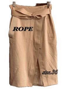 【ROPE】ロペ ベルト付き スリットタイトスカート size36/ベージュ ■■ レディース