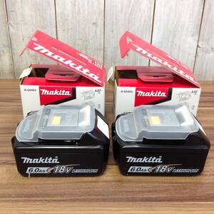 【WH-0492】新品未使用 makita マキタ 18V バッテリー BL1860B 6.0Ah 2個セット 急速充電対応 雪マーク有 箱有 純正