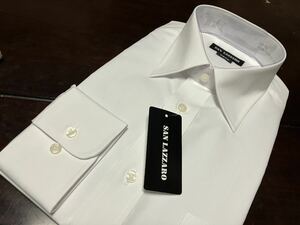 SAN LAZZARO　白無地　形態安定ワイシャツ　L(42-82)　レギュラーカラー　キングサイズ