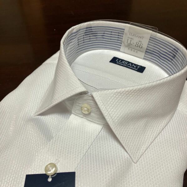 LUISANT 形態安定　白織柄ワイシャツ　LL(43-86)　セミワイド　送料無料
