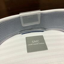 SMC★形態安定　ライトグレー織柄（白に近い）半袖ワイシャツ　L(首41㎝)　ストレッチ&スリムタイプ　ボタンダウン　着やすいです_画像5