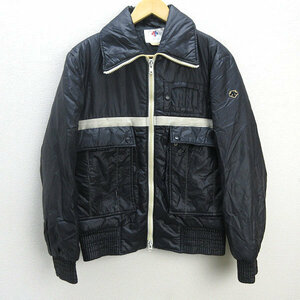 G■90s■デサント/DESCENTE 中綿ダウンジャケット/ナイロン【L】黒/men's/93【中古】■