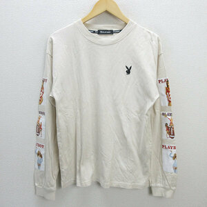 G■プレイボーイ/PLAYBOY プリントロンT/カットソー【L】クリーム系/men's/57【中古】■