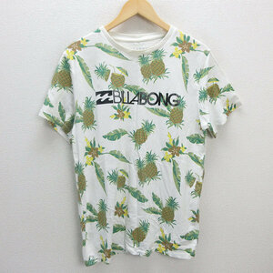 G■ビラボン/Billabong プリントTシャツ/パイナップル柄【L】白/men's/8【中古】■