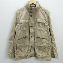 D■トミーヒルフィガー/TOMMY HILFIGER ミリタリージャケット JKT【XL】ベージュ/MENS/39【中古】_画像1