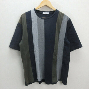 G# United Arrows /UNITED ARROWS ADAYINTHELIFE cotton T-shirt [L] navy blue series /men's/36[ used ]#