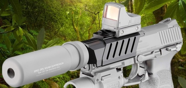  電動ガンパーツ HK45専用マズルアダプター 幅20mmレイルと14mm逆ネジマズル ライフル サバゲー ミリタリー モデルガン サバイバルゲーム