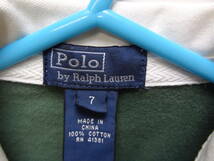 全国送料無料 ポロ ラルフローレン POLO RALPH LAUREN 子供服キッズ男の子綿100%長袖グリーン色ラガーシャツ 130(7)_画像2