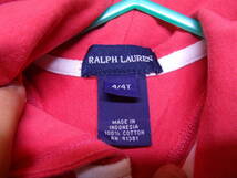 全国送料無料 ラルフローレン RALPH LAUREN 子供服キッズ女の子ノースリーブパーカータイプカットソー素材ワンピース 100-110(4T/着丈55cm)_画像4