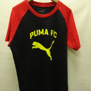 全国送料無料 プーマ PUMA 子供服 キッズ 男＆女の子 黒X赤色 スポーツ 肩切替 半袖Tシャツ 160