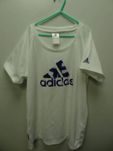 全国送料無料 アディダス adidas 子供服キッズ男&女の子ポリエステル100%素材サッカー等半袖白色スポーツゲームTシャツ 160(L)