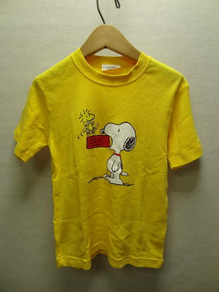 全国送料無料 スヌーピー＆ウッドストック PEANUTS グレース製 レディース 黄イエロー色 半袖プリントTシャツ M