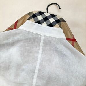 ★大きいサイズ★新品タグ付★バーバリー BURBERRY 42/11-13号/L-XL 涼感ピュアリネン100%☆メガチェックコンビ白シャツ UV対策 旅行の画像10