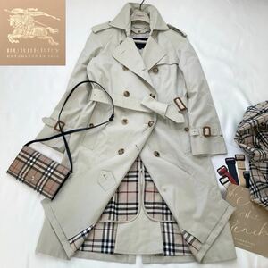 ★大きいサイズ★美品★バーバリー BURBERRY 40.42.44.46/L-XL リラックスフィット☆ギャバジンロングトレンチコート 通勤 フォーマル 旅行