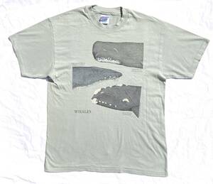 90s LIBERTY GRAPHICS WHALES 両面プリント Tシャツ L ビンテージ リバティーグラフィックス 鯨 アート クジラ
