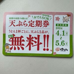 はなまるうどん　天ぷら定期券　(天ぷら、おでん一個無料) 5月6日まで有効