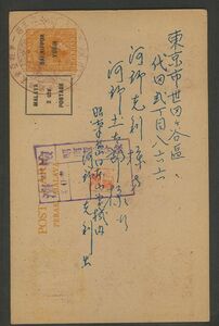 外国切手 南方占領地　マライ　葉書類使用済　ローマ字加刷はがき ペラー州 7MS20 記念印 大東亜戦争1周年 昭南 昭南憲兵分隊 検閲印