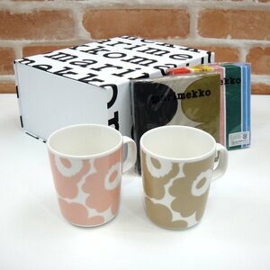 4192　未使用 マリメッコ marimekko ウニッコ UNIKKO 2.5DL 250ml マグカップ 2個セット ペーパータオルセット