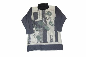 80s 90s VINTAGE ヴィンテージ USED 古着 Turtleneck Cutsewn タートルネック カットソー 絵画 デザイン古着 USA製 2XL お洒落 希少