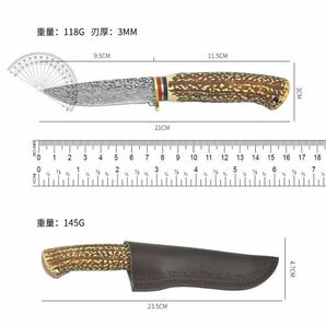 高級シースナイフ アウトドアダマスカス ハンティングナイフ キャンプ用の画像5