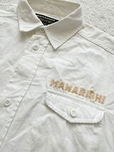 maharishi sizeM 刺繍入りデザインシャツ ミリタリーシャツ メンズ ホワイト 白 マハリシ 長袖シャツ スカジャン 鷹刺繍 ベトジャン_画像2