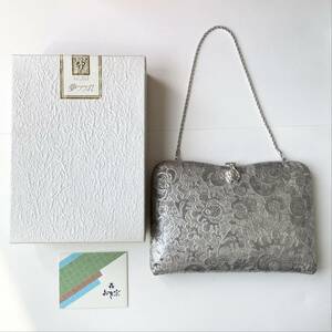 [ miscellaneous goods ] dream ... bag ...* Italy print old shop silver wedding small floral print box attaching Showa era party bag bag Japanese clothes retro silver 