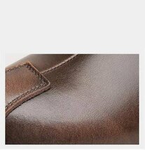 サイドゴアブーツ メンズ チェルシーブーツ 牛床革 革靴 シューズ ブーツ ブラウン（裏起毛あり26.5cm_画像3