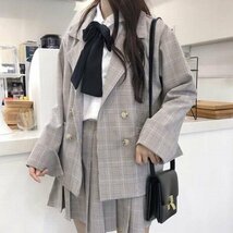 卒業式 小学校 女子 スーツ 卒服 袴大学 3点セット プリーツスカート スクール 制服 スカート発表会 チェック柄 成人式入学式 高校生S_画像3