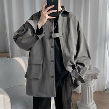 メンズカバーオール メンズ アウター シャツジャケット 秋春服 ファッション 新作 カジュアル　グレー　3XL_画像1