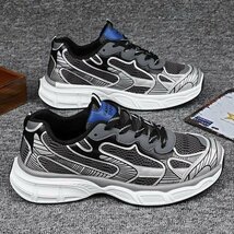 スニーカー　ランニングシューズ　メンズシューズ　厚底　幅広　スポーツ　運動靴　ジョギングシューズ クッション　ブラック　27cm_画像3