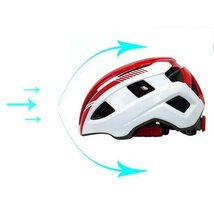 自転車 ヘルメット サイズ調整 自転車用 サイクリング ロードバイク サイクルヘルメット 通勤 軽量 高剛性 流線型 ホワイト&レッド_画像2