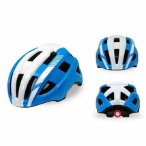 自転車 ヘルメット サイズ調整 自転車用 サイクリング ロードバイク サイクルヘルメット 通勤 軽量 高剛性 流線型 ブルー&ホワイト_画像3