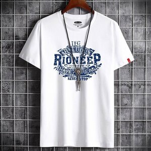 メンズ半袖Tシャツ、カットソー tシャツ 丸首 メンズ おしゃれ 半袖 胸プリント インナー 夏 綿 通勤 人気 タウンユース　ホワイト4XL