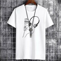 メンズ半袖Tシャツ、カットソー 半袖 メンズトップス 夏 高品質 tシャツ インナー 胸プリント カジュアル タウンユース　ホワイト2XL_画像1