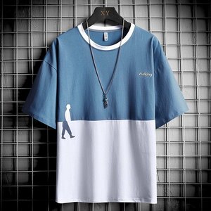 メンズ半袖Tシャツ、カットソー トップス おしゃれ メンズファッション ボアジャケット メンズトップス ファッション ブルーXL