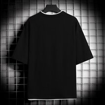 メンズ五分 七分袖Tシャツ カットソー トップス tシャツ メンズ クルーネック 半袖 高品質 夏 オールインワン　ブラック4XL_画像3
