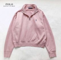 RALPH LAUREN ラルフローレン　ハーフジップ　スウェット　ピンク　M_画像1