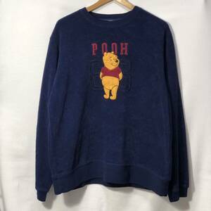 ■ ビンテージ Disney POOH キャラ ワッペン付き フリース プルオーバー ネイビー 古着 ディズニー くまのプーさん プー アメカジ ■