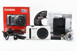 元箱付美品 Casio EXILIM EX-ZR100 White Compact Digital Camera With Box ホワイト 白 コンパクトデジタルカメラ カシオ エクシリム #800