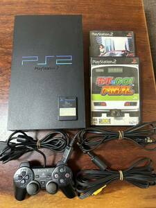 【美品】SONY PlayStation 2 SCPH-10000 ブラック 本体セット(コントローラー、メモリカード、AV ケーブル、ACケーブル、ソフト 2点)