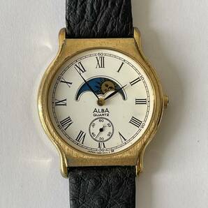 980円～ 現状品 SEIKO/セイコー ALBA アルバ V256-0010 サン＆ムーン/スモールセコンド クォーツ ボーイズ 腕時計の画像1
