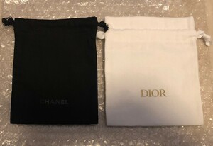 CHANEL シャネル Dior ディオール ノベルティ 巾着 白 黒 ブラック２枚 セット ポーチ 袋 ☆☆