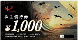 コシダカ 株主優待券　10,000円分（1,000円券×10枚） カラオケまねきねこ　2024年11月30日まで